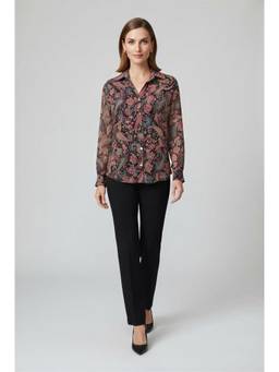 Twenty Dresses by Nykaa Fashion - Womens Black Multi-Color Paisley Printed Georgette Shirt