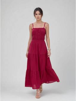 Twenty Dresses by Nykaa Fashion - Smocked Waist Rani Pink Cotton Maxi Dress