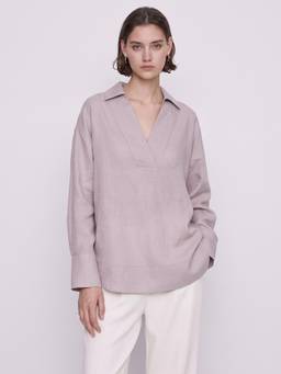 Twenty Dresses by Nykaa Fashion - Womens Mauve Oversized Linen V-Neck Top