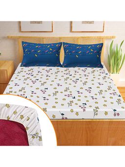 Kuber Industries - White Micro 130 GSM Double Bedsheet with 2 Pillow Cover (King)