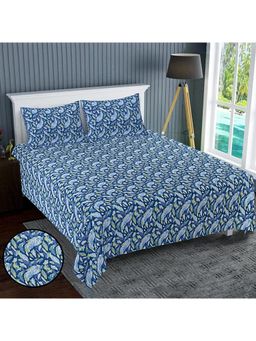 Kuber Industries - Blue Double 120 TC Luxury Printed Soft Bedsheet with 2 Pillow Cover (King)