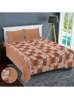 Kuber Industries - Brown Double 120 TC Luxury Printed Bedsheet with 2 Pillow Cover (King)