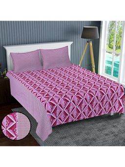 Kuber Industries - Purple White Double 120 TC Luxury Printed Bedsheet with 2 Pillow Cover (King)