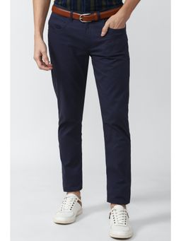 Peter England - Men Navy Solid Low Skinny Fit Casual Trousers