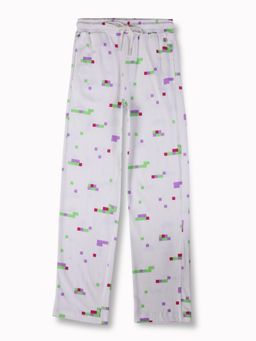 Gini & Jony - Girls White Pixel Print Cotton Pyjama