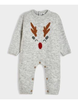 Mi Arcus - Knitted Full Sleeves Grey Sleepsuit for Girls