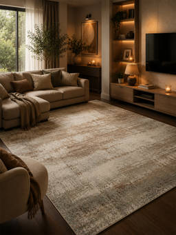 OBSESSIONS - Brown Polypropylene Abstract Pattern Carpet