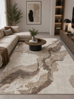 OBSESSIONS - Brown Polypropylene Abstract Pattern Carpet