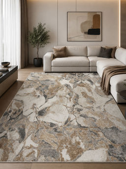 OBSESSIONS - Beige Polypropylene Abstract Pattern Carpet