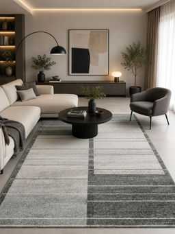 OBSESSIONS - Grey Polypropylene Geometric Pattern Carpet