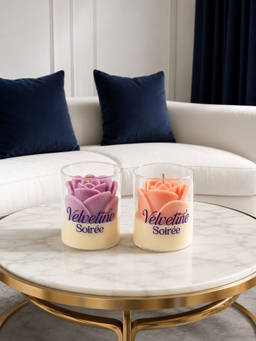 Velvetine Soiree - Multi-Color Rose 2.0 Scented Candles (Pack of 2)
