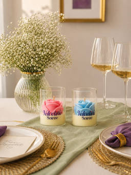Velvetine Soiree - Multi-Color Rose Scented Candles (Pack of 2)