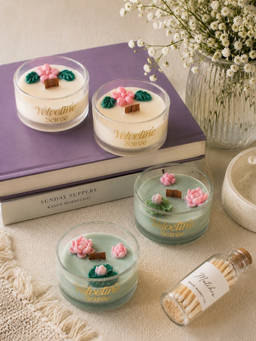 Velvetine Soiree - Multi-Color Floral Alchemy Scented Candles (Pack of 4)