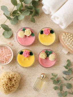 Velvetine Soiree - Multi-Color Floral Fantasy Scented Candles (Pack of 4)