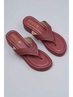 Biba - Lasercut Maroon Wedges