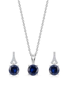 Ornate Jewels - 925 Silver Blue Sapphire Necklace With Earring Jewellery Set for Women & Girls (One Size)