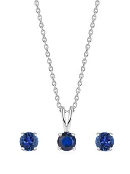 Ornate Jewels - 925 Silver 1 Carat Blue Sapphire Necklace With Earring Jewellery Set for Women & Girls (One Size)