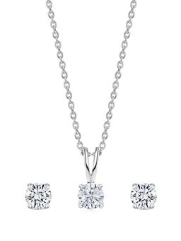 Ornate Jewels - 925 Silver American Diamond Necklace With Earring Jewellery For Women & Girls (Set of 2)