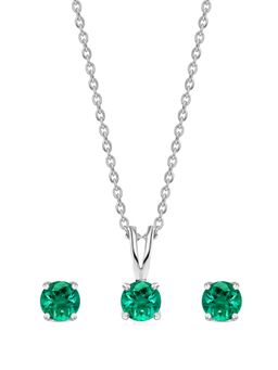 Ornate Jewels - 925 Silver 1 Carat Green Emerald Necklace With Earring Jewellery Set for Women & Girls (One Size)