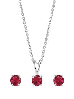 Ornate Jewels - 925 Silver 1 Carat Red Ruby Necklace With Earring Jewellery Set for Women & Girls (One Size)