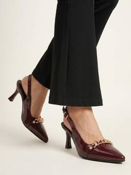 Twenty Dresses by Nykaa Fashion - Womens Maroon Kitten Sandal Heels