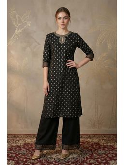 W - Black Printed & Sequined Kurta