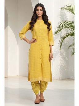 W - Yellow Printed Kurta
