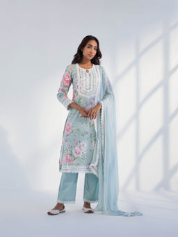 Roze - Nyla Blue Kurta with Pant & Dupatta (Set of 3)
