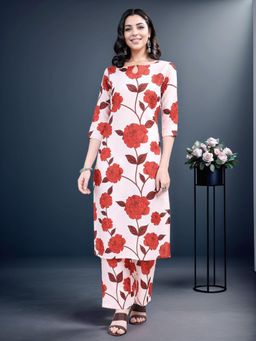 Gahan - Cream Floral Print Cotton Blend Kurta and Pant