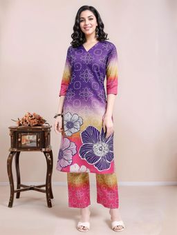 Gahan - Women Multicoloured Bandhani & Floral Printed Straight Kurta with Pant