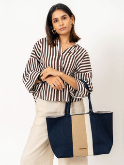 Joon Blu - Navy Blue Oversized Open Tote Bag (L)