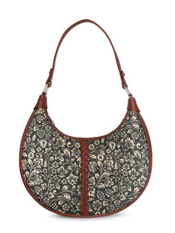 Zouk - Womens Floral Printed Handicraft Material and Vegan Leather Hobo Bag