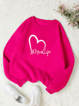 KOTTY - Women Full Sleeve Round Neck Printed Pink Sweatshirt