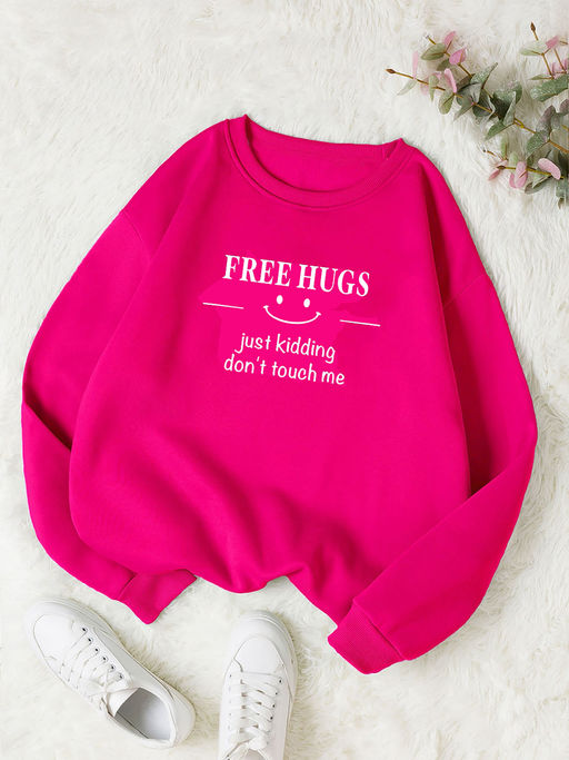 KOTTY Women Full Sleeve Round Neck Printed Pink Sweatshirt