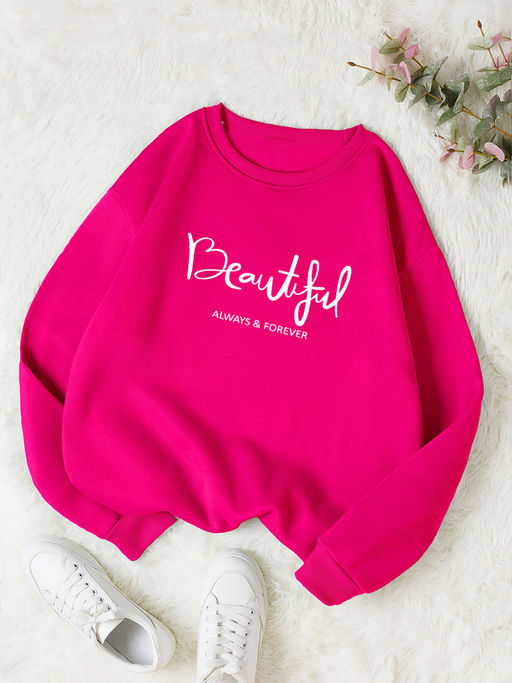 KOTTY Women Full Sleeve Round Neck Printed Pink Sweatshirt