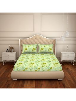 CORE Designed by SPACES - Season Best Cotton Green Double Bedsheet With 2 Pillow Covers