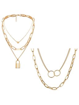 Jewels Galaxy - Jewellery For Women Gold-Plated Layered Necklace (Set of 2)