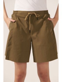Muvazo - Olive High-Waisted Shorts