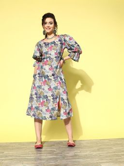 Yufta - Women Lavender Floral A-Line Dress