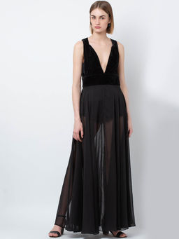 Dodo & Moa - Women Black Solid Maxi Dress
