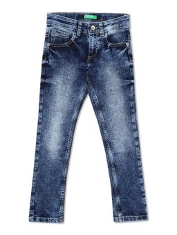 United Colors of Benetton - Boys Navy Blue Solid Jeans