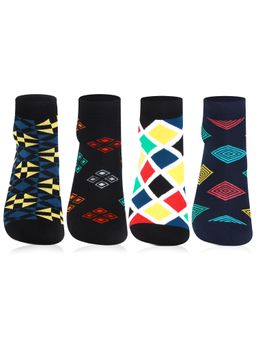 Bonjour - Men Multi-Color Design Ankle Bold Socks (Pack of 4)