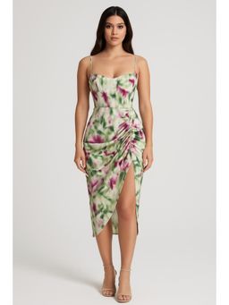 Cider - Illusion Ruched Midi Dress