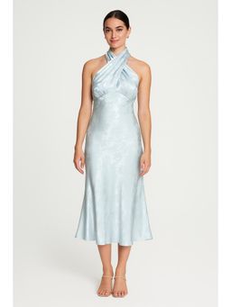 Cider - Floral Halter Cross Mermaid Midi Dress
