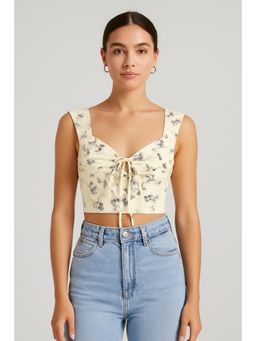 Cider - Floral Zipper Knotted Crop Top