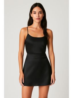 Cider - Solid Satin High Waist Short Skirt