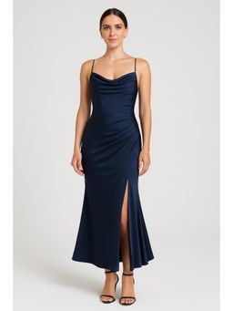 Cider - Satin Cowl Neck Cami Corset Maxi Dress