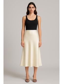 Cider - Satin Solid Ruffle Long Skirt