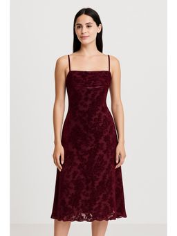 Cider - Mesh Ruched Square Neck Floral Maxi Dress