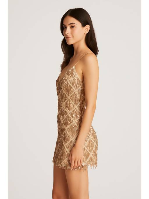 cider gold dress Buy Sequins V Neck Solid Backless Mini Online edit: PARTY AW25-1
